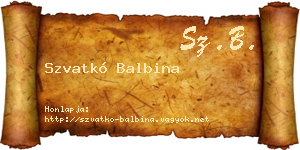 Szvatkó Balbina névjegykártya