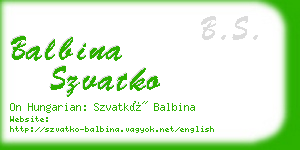balbina szvatko business card